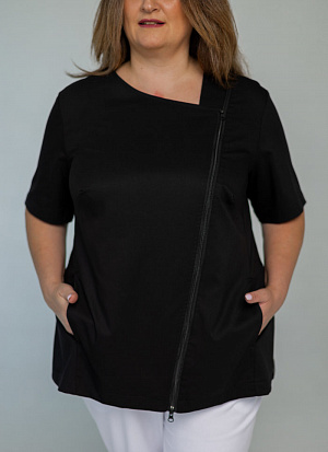 Блуза на молнии PLUS SIZE, черная