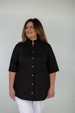 Блуза на кнопках PLUS SIZE, черная  в Нижневартовске